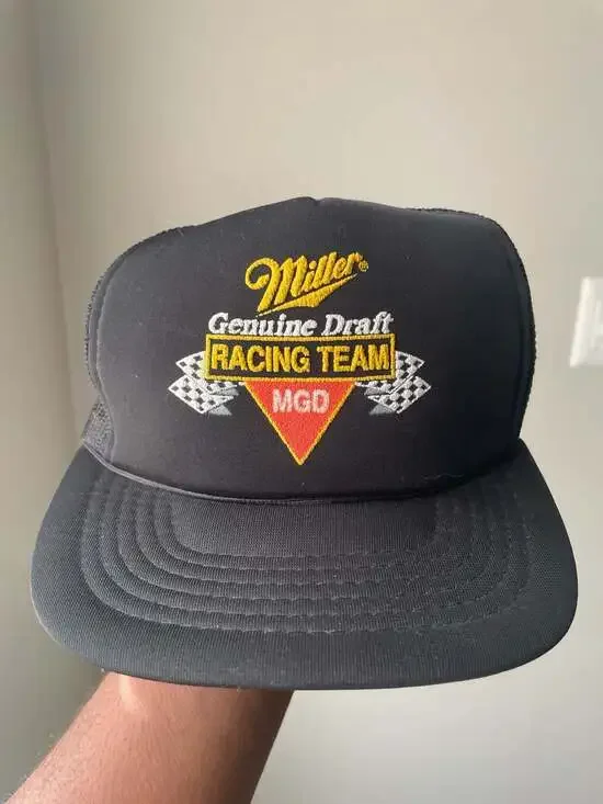 Vintage Miller Genuine Draft MGD Racing Team Snapback Trucker Hat