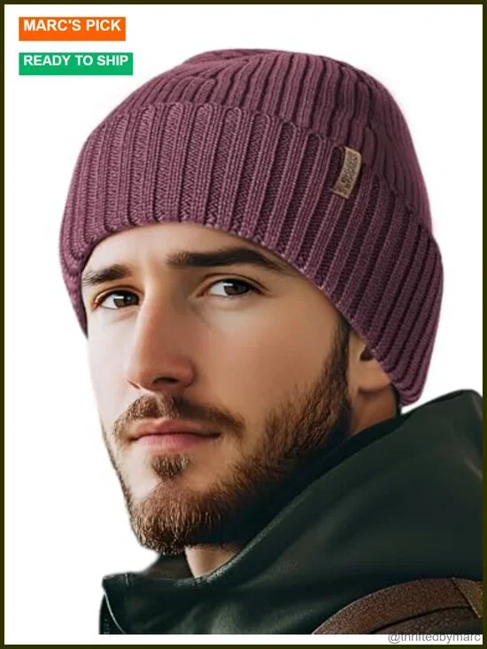100% Merino Wool Beanie - Unisex Winter Hat, Cuffed Knit Skull Cap, Soft Warm