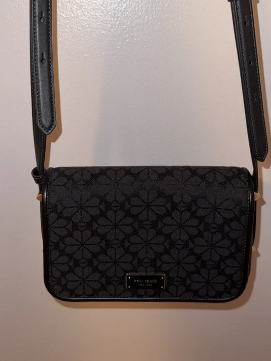 kate spade Black Floral Jacquard Crossbody Shoulder Bag
