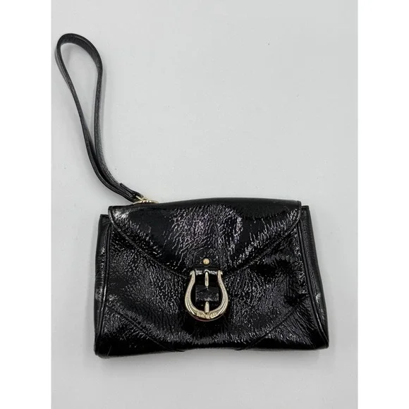 Kate Spade Black‎ Patent Leather Wristlet Clutch Y2K Indie Sleaze Bag