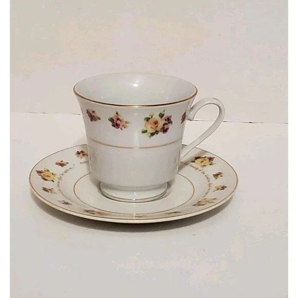 DaySpring Teacup Saucer Psalm KJV 90:17 Bible Verse Christian Scripture Vtg Rare