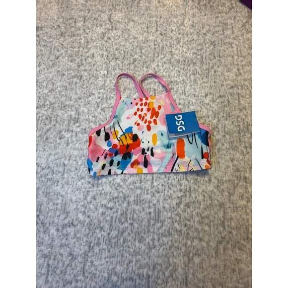 DSG Kids Swim Halter Top Coastal collage  Pink Trim 50‎ UV Protection NWT small