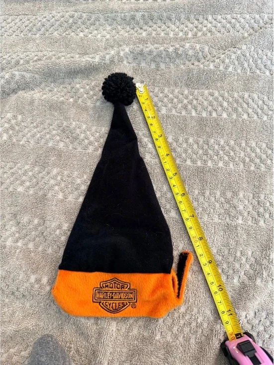 Harley-Davidson Black and Orange Fleece Hat with Pom Pom
