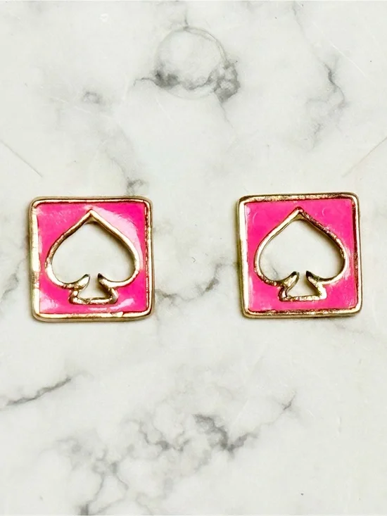 Kate Spade Gold Studs in Bright Pink