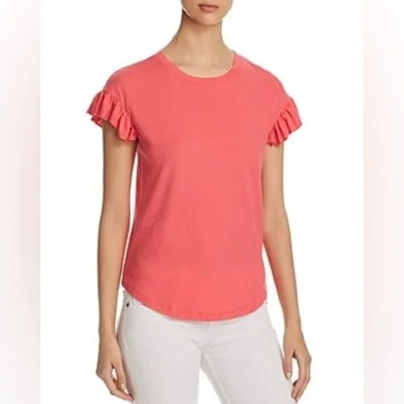 T58 Kate Spade New York RUFFLE SLEEVE TEE IN PEACH SHERBET
