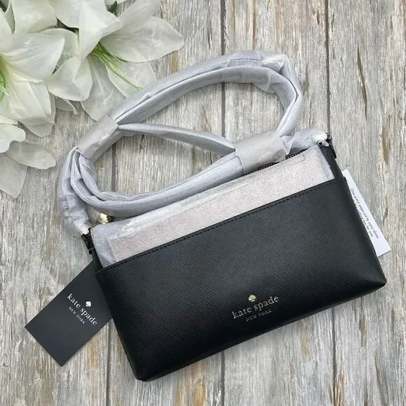 Kate Spade Purse Black Slim Sadie Crossbody Set Bag Wallet