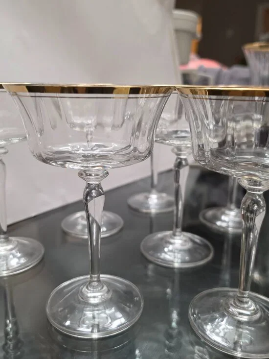 Mikasa Jamestown Crystal Champagne Sherbet Glass 359676 eight gold trim