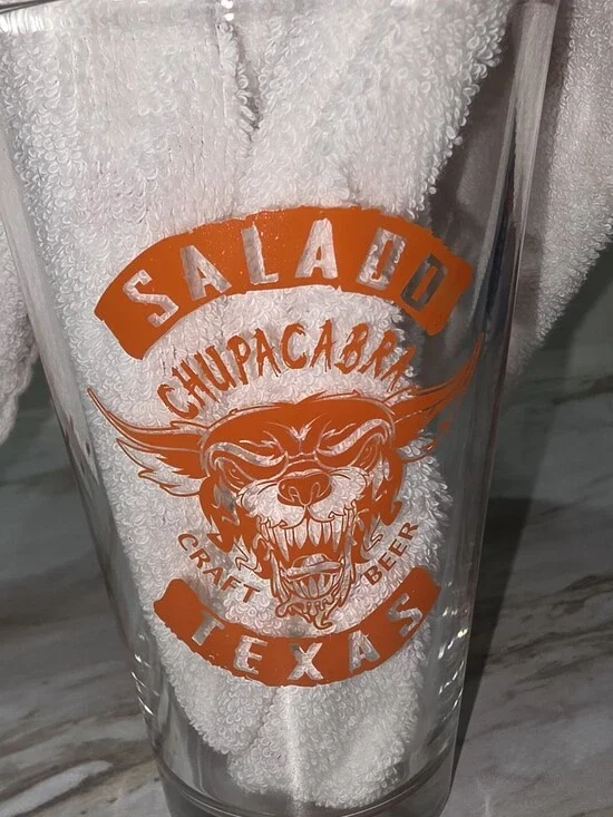 Salado Chupacabra Texas Covid Orange Pint Glass