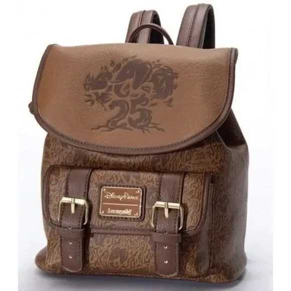 Disney Parks Animal Kingdom 25th Anniversary Loungefly Brown Backpack