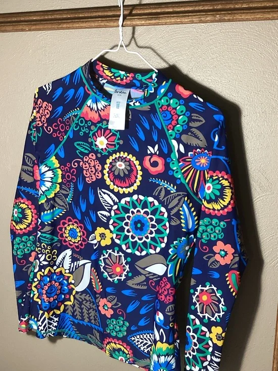 Boden Navy Multicolor Floral Long-Sleeve Swim Rashguard