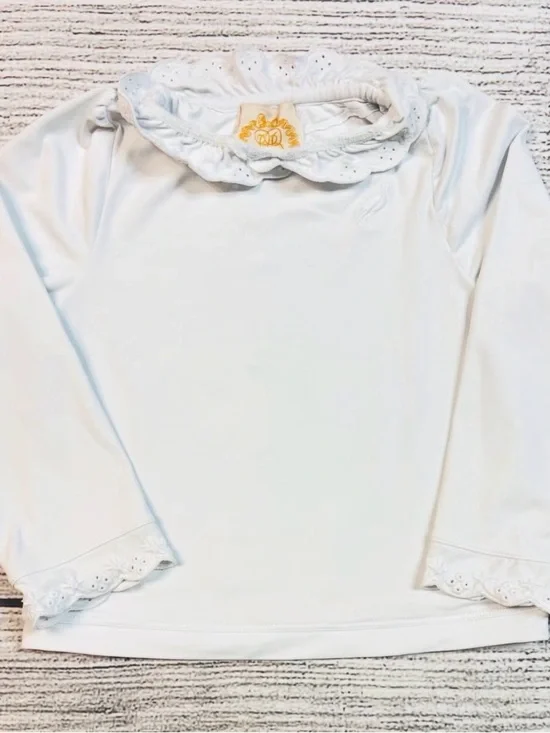 The Beaufort Bonnet Company White Kids Rashguard with Eyelet Ruffle Collar