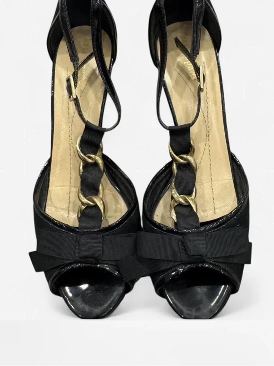 Kate Spade Black Bow T-Strap Peep-Toe Heels