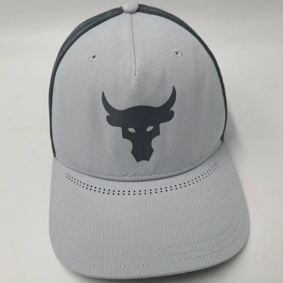 Under Armour Hat Snapback Trucker Mesh Gray Project‎ Rock Brahma Bull Logo Men