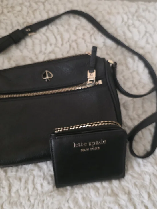 kate spade Black Leather Crossbody Bag with Matching Wallet
