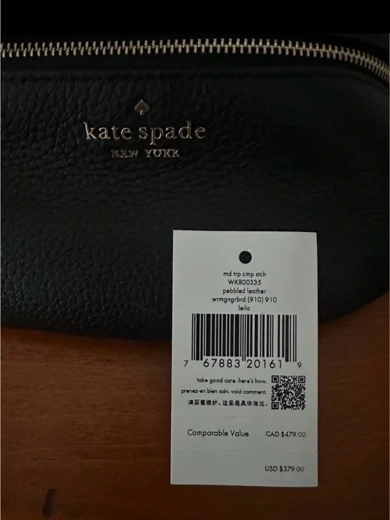 kate spade Black Pebbled Leather Crossbody with Gold Logo