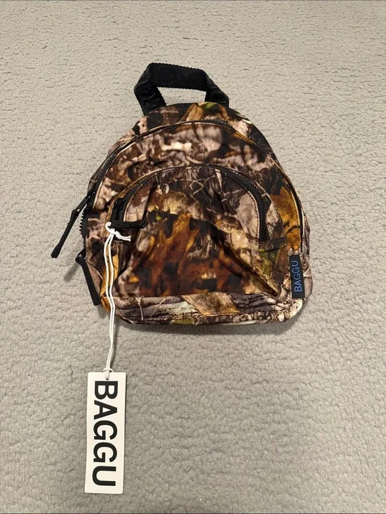 BAGGU Mini Nylon Backpack Camouflage Brown Style Backpack