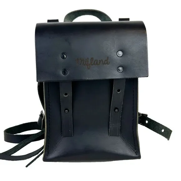 Mifland Bedford Bag USA Made Full Leather Backpack Black Rucksack Adjustable Med