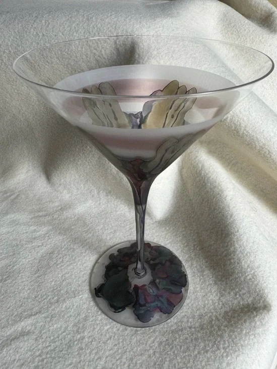 Frosted Martini Glasses, Set of two, 7.25