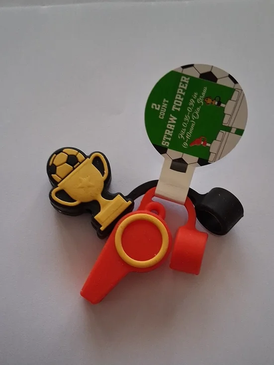 Soccer Trophy & Whistle Straw Toppers