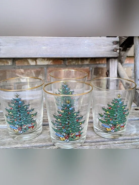 Four Cuthbertsons Christmas Tree Old Fashioned Glasses