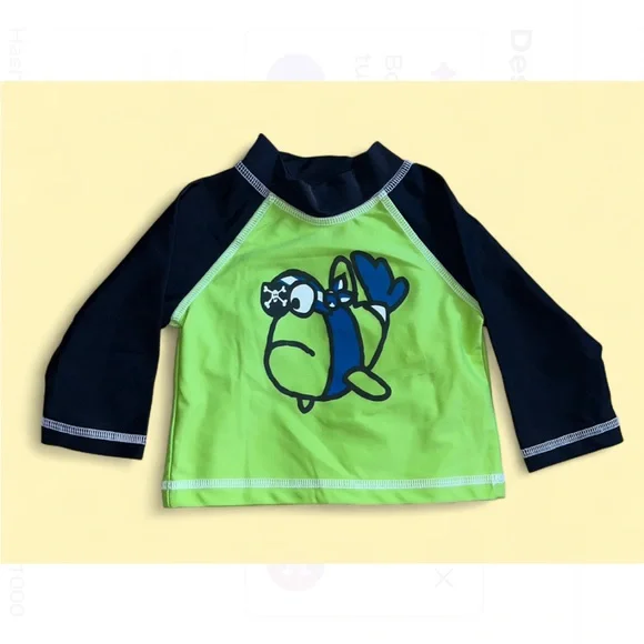Flap Happy Kids UV 50 NWT Fish Print Rash Guard Swim Top Size 12M