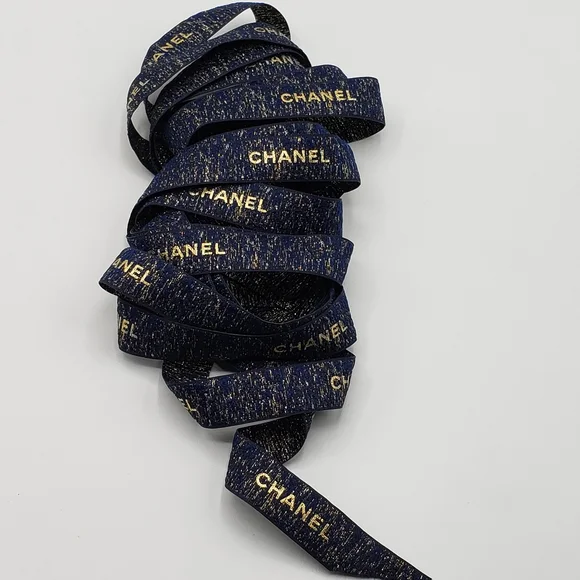 Chanel Navy Gold Holiday Ribbon 145 inches