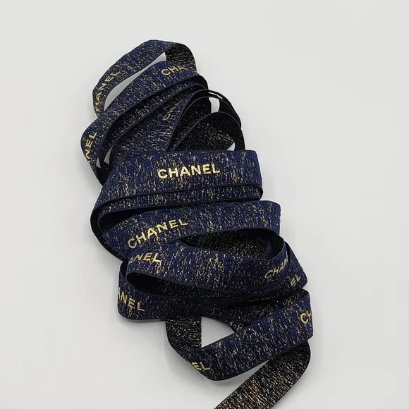 Chanel Navy Gold Holiday Ribbon 155 inches