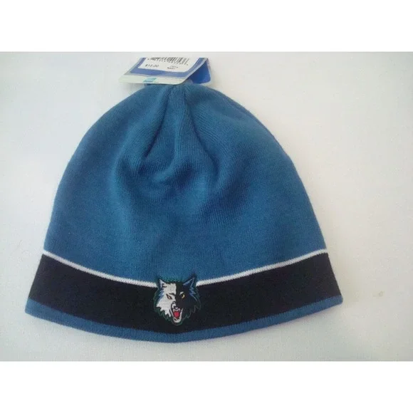 MINNESOTA TIMBERWOLVES ADIDAS  BEANIE KNIT TOBOGGAN HAT CAP VINTAGE DEADSTOCK x2