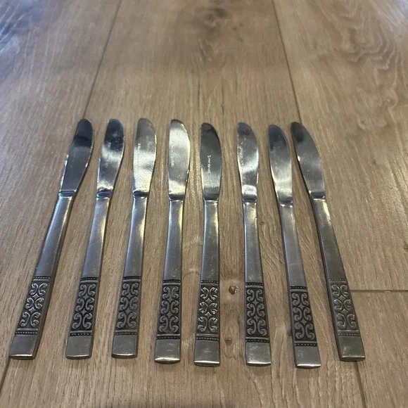 8 Dinner Knives CASA VISTA Rogers Stanley Roberts Stainless Korea‎ MCM