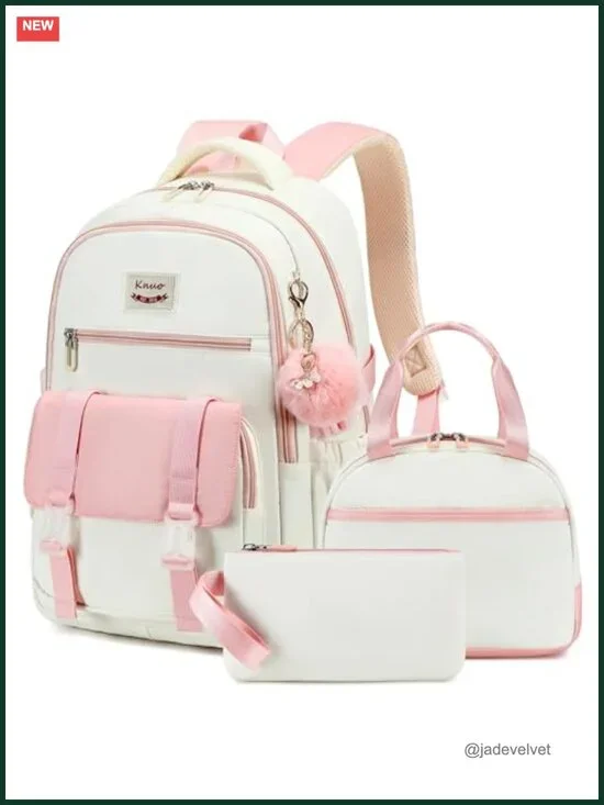 3-Piece Laptop Backpack Set with Lunch Bag and Pencil Pouch, Large Capacity,