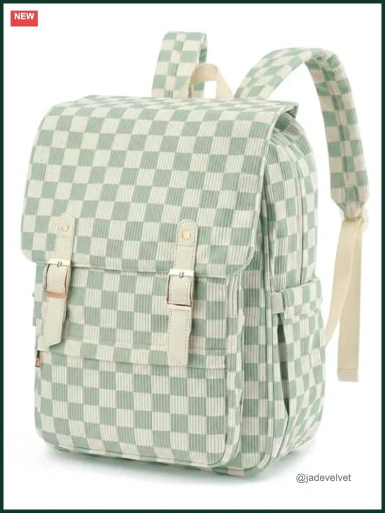 Corduroy Laptop Backpack for Women, 15.6 Inch College Travel Daypack Work Bag