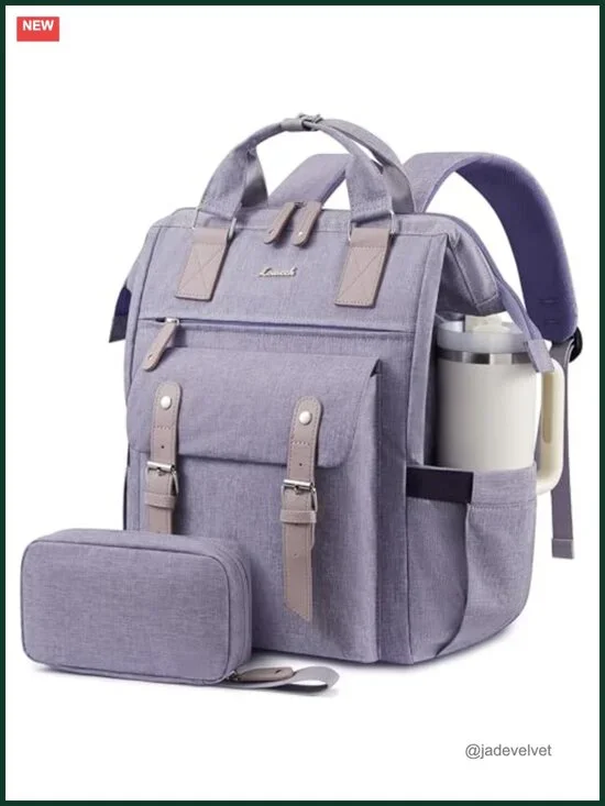 Laptop Backpack with 40oz Tumbler Holder, Anti-Theft, Padded 15.6