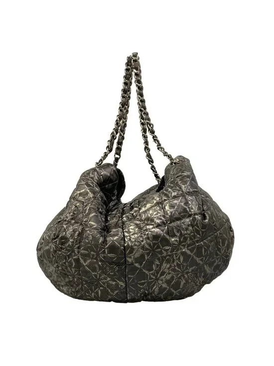 Chanel Tote Melrose Cabas Black Silver Chain