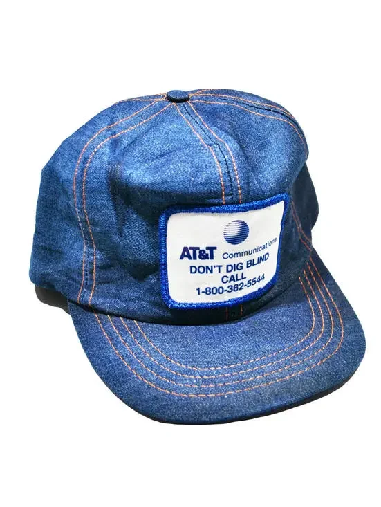 Vintage AT&T Denim Phone 90s Blue Snapback Hat Cap