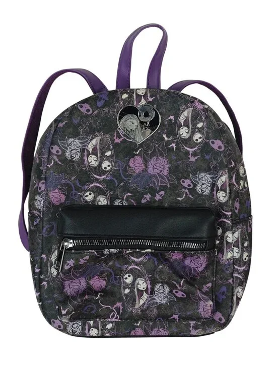 Nightmare Before Christmas Mini Backpack Faux Leather Gothic Black Purple