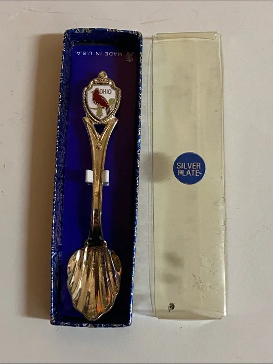 Ohio Collectible Shell Spoon - Gold Tone Silver Plate