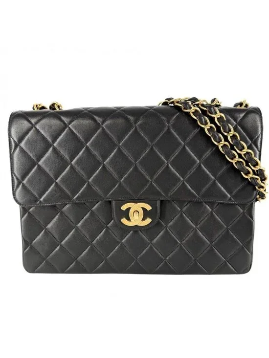 Chanel Shoulder Bag Maxi Quilted CC Logo Double Chain Crossbody Turnlock