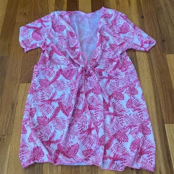 SHEIN Girls Pink and White Floral Coverup Size 14Y
