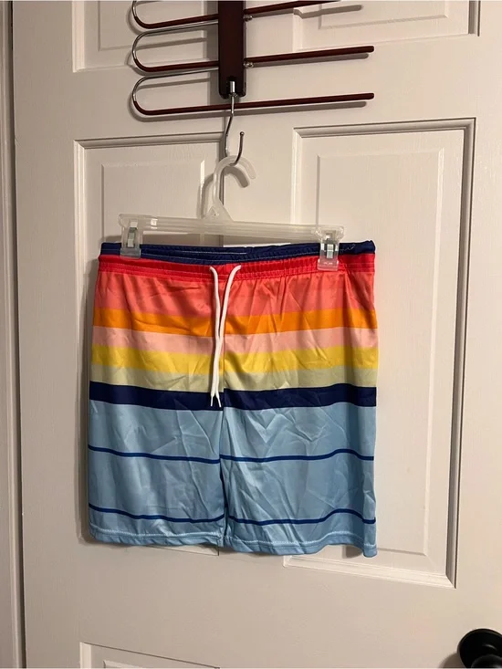 Boy’s Multicolor Striped Swim Trunks - Sunset Stripe