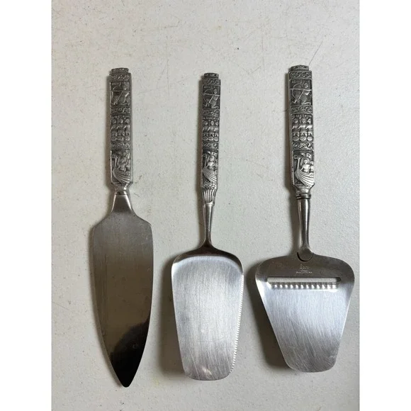 Spar Norway Stainless 18/8 w/ Pewter Handles Cheese Plane Pie & Cake Servers (3)