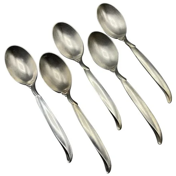 1847 Rogers Bros FLAIR Silver Plated Oval Soup‎ Spoons 5 pieces IS
