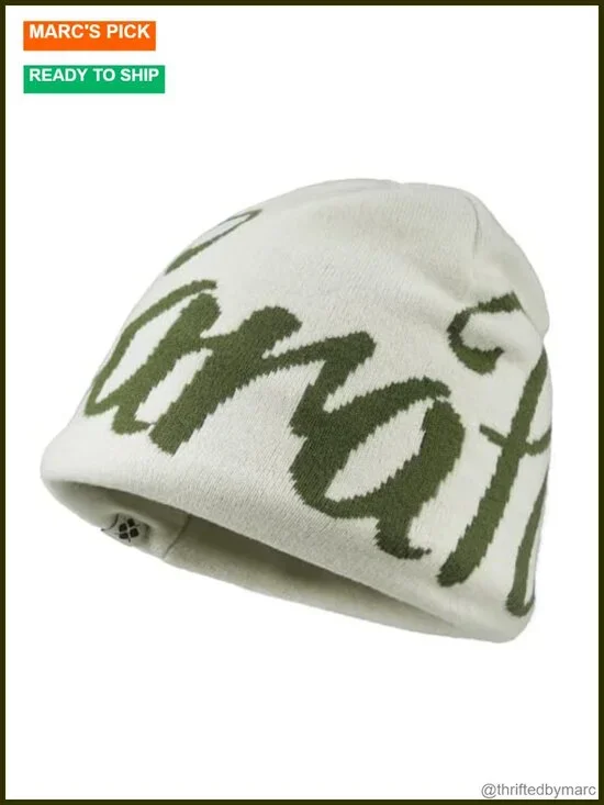 Knitted Graphic Beanie Reversible Skullcap Skiing Hip Hop