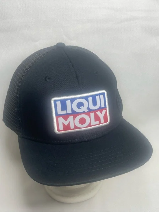 Liqui Moly Embroidered Logo Patch Trucker Hat Mesh Back Adjustable Black Cap