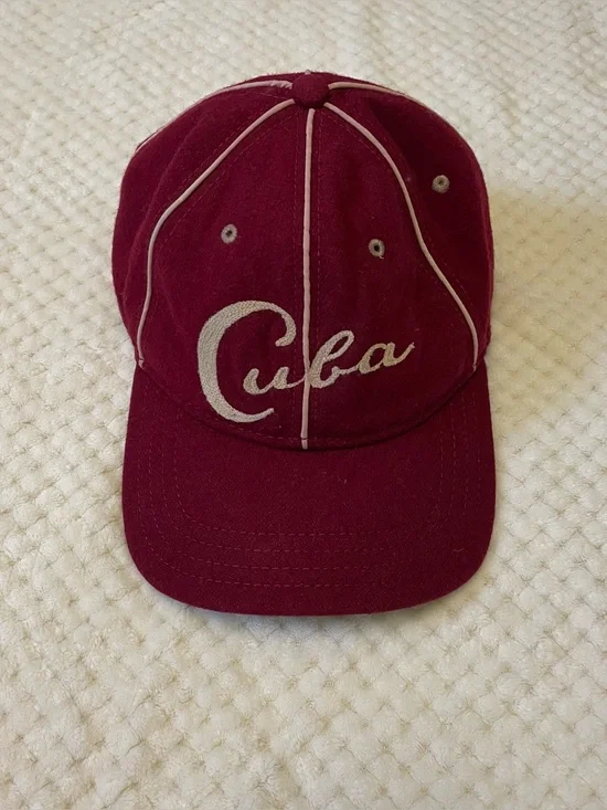Goorin Bros Maroon Baseball Cap with Cream 'Cuba' Embroidery one size