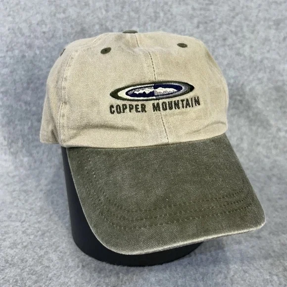 Copper Mountain Ski Resort Strapback Hat Cap Tan Olive Adjustable Cotton