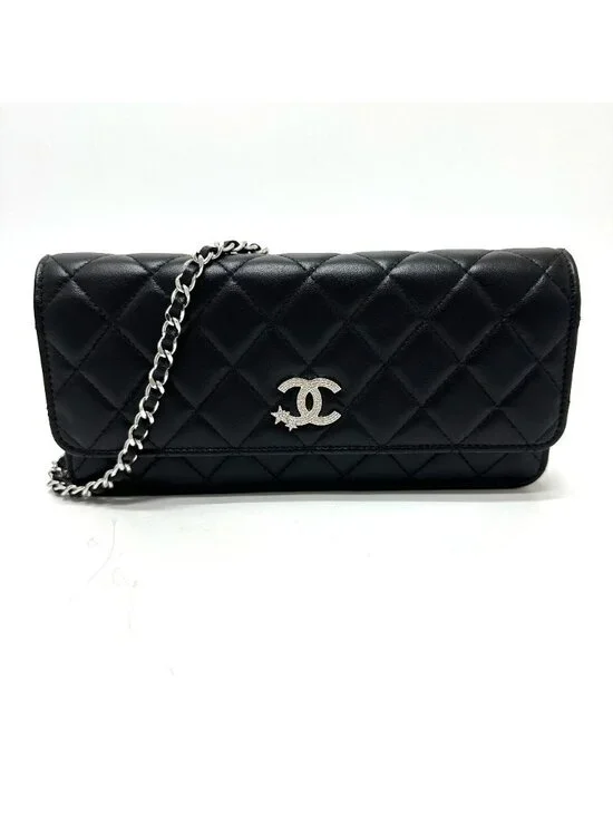 Chanel Shoulder Bag Star CC Logo Lambskin Black