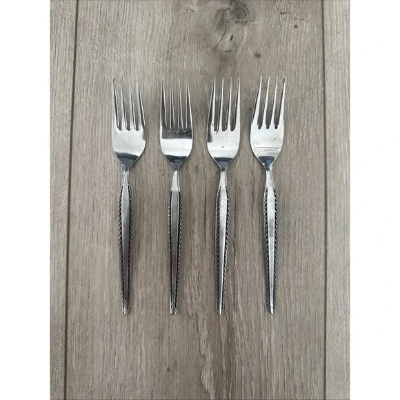 4 PCs Vintage National Granada Salad Fork Stainless Steel 6.75