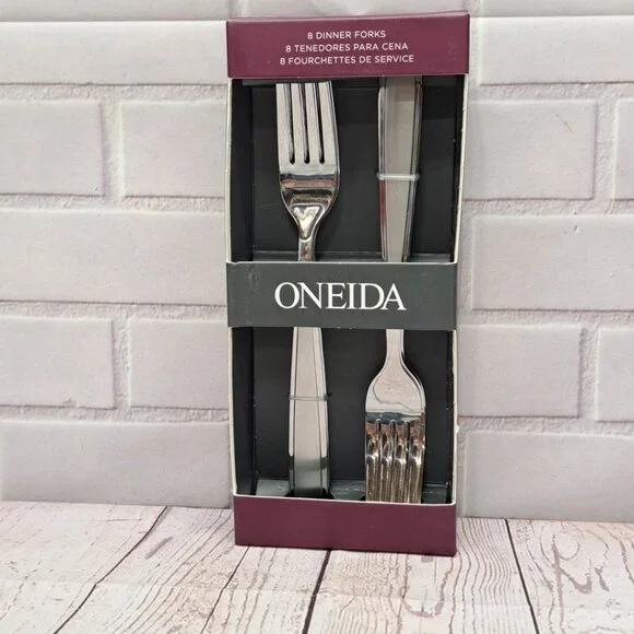 New Oneida Jordan Frosted Stainless Silverware 8pc‎  Dinner Forks 7.5”