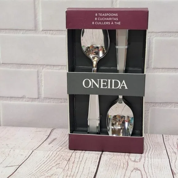 Oneida Stainless Jordan  Set Of 8 Tea Spoons Boxed‎ H0011008B
