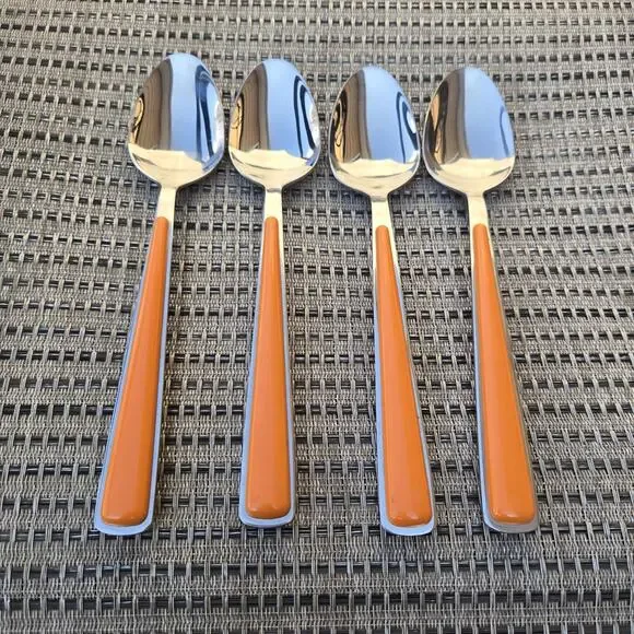 Fiesta Merengue Soup Spoons Flatware Lot of‎ 4 Tangerine Orange Fiestaware